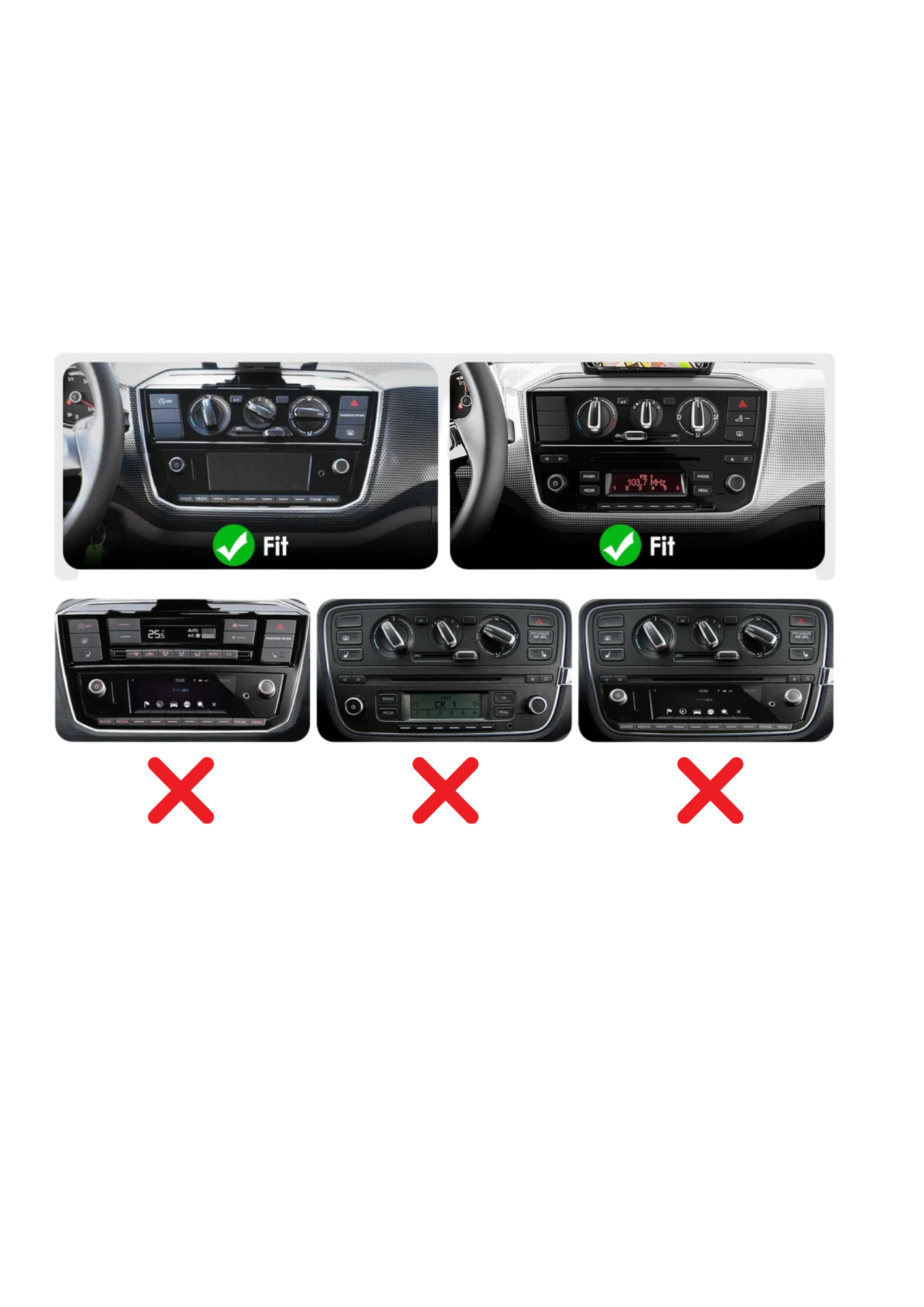 Volkswagen UP-Bildschirm (2017–2023) | Carplay und Android Auto kabellos | 64 GB