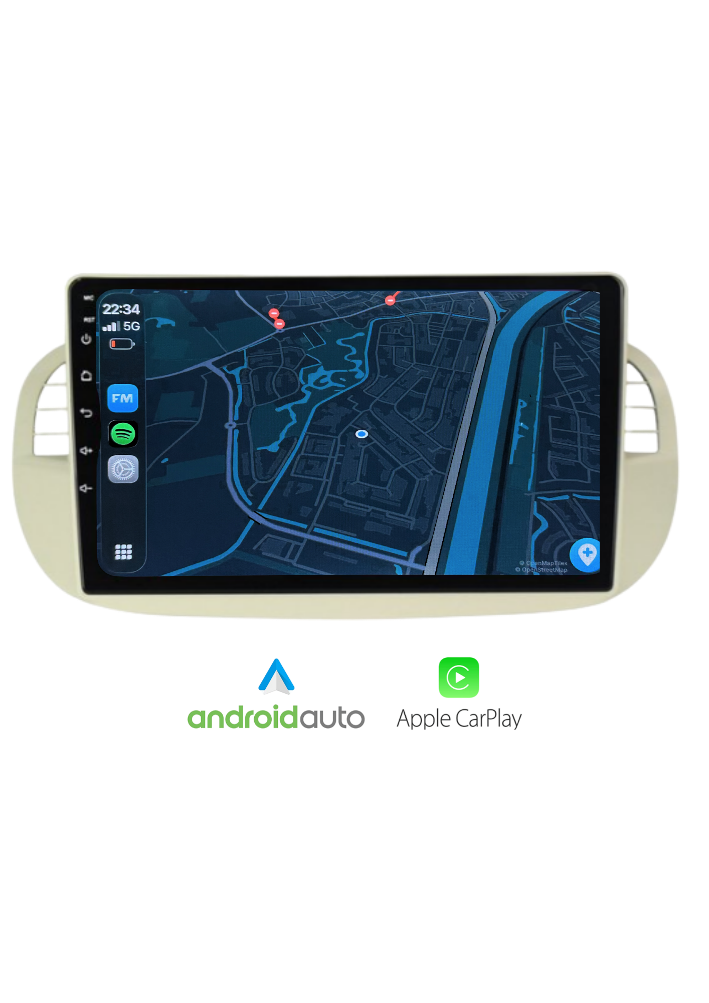 Fiat 500 scherm 9 INCH | Draadloos Carplay & Android auto | 64GB