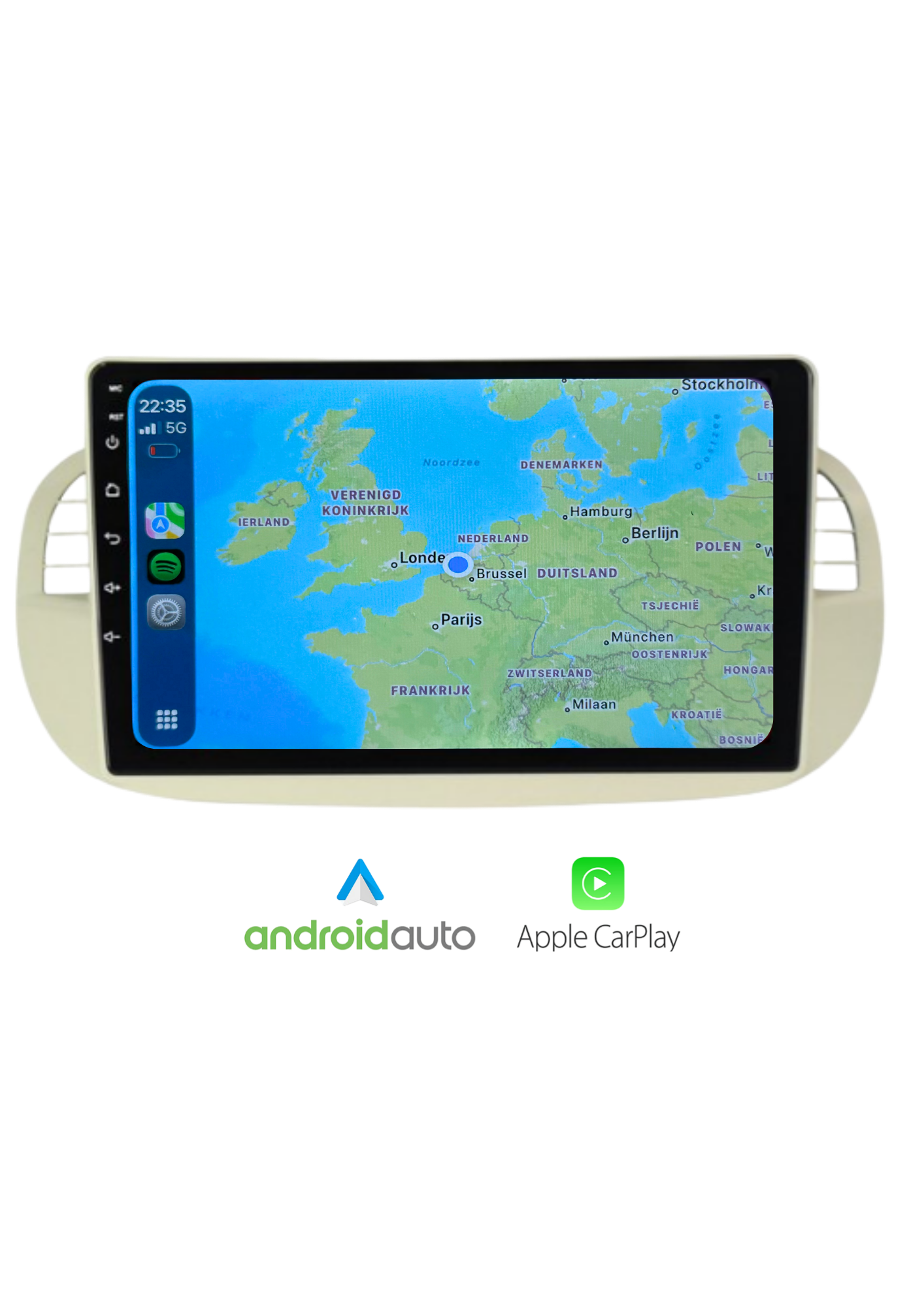 Fiat 500 scherm 9 INCH | Draadloos Carplay & Android auto | 64GB