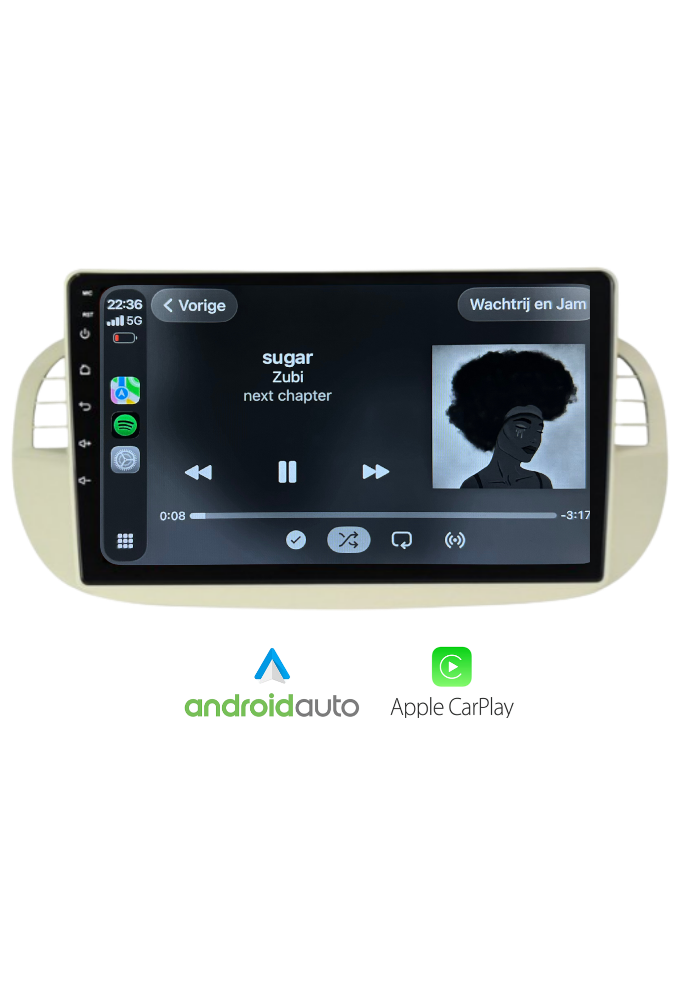 Fiat 500 scherm 9 INCH | Draadloos Carplay & Android auto | 64GB