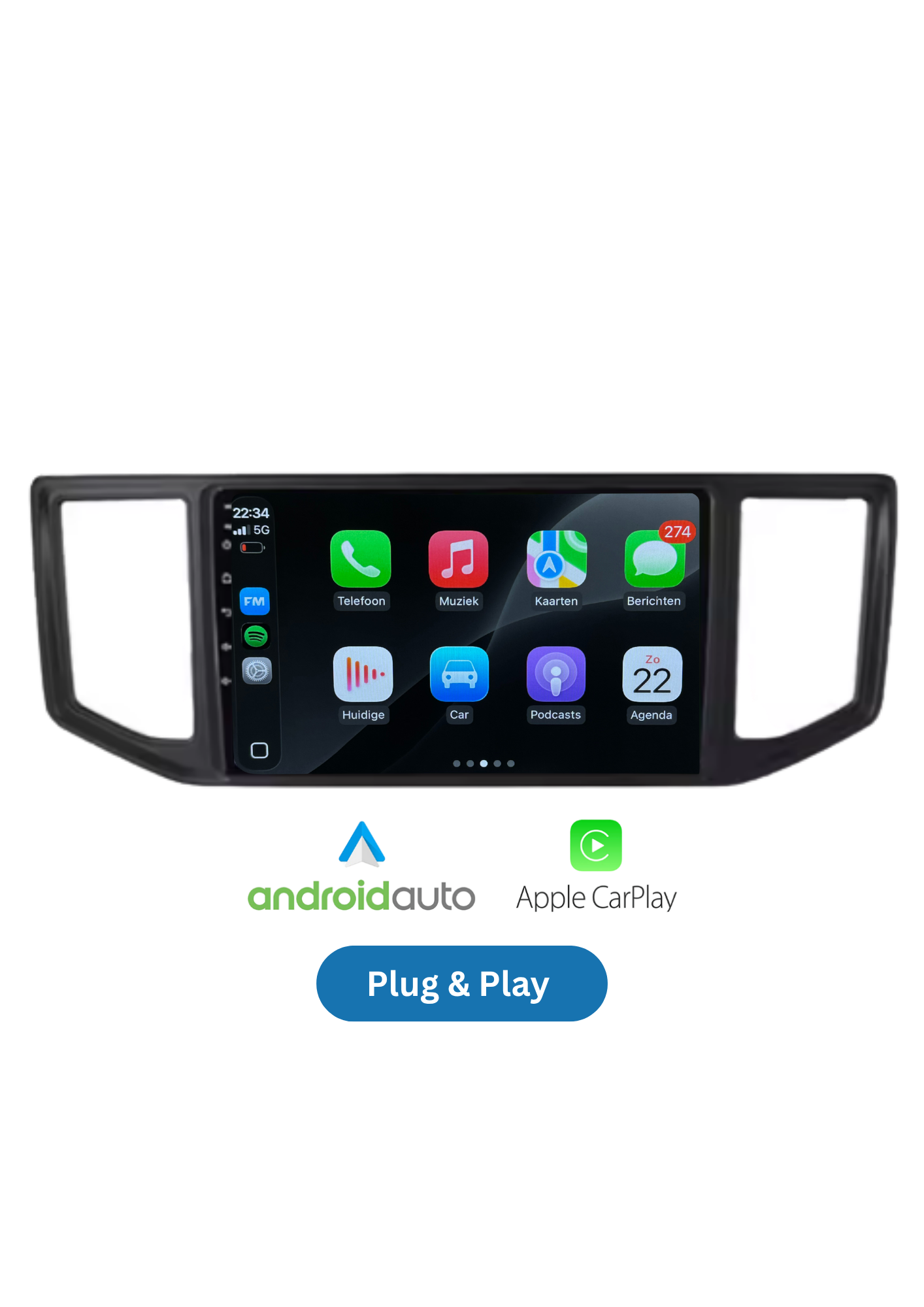 Volkswagen-Bildschirm (neuer Look) | Carplay und Android Auto kabellos | 64 GB