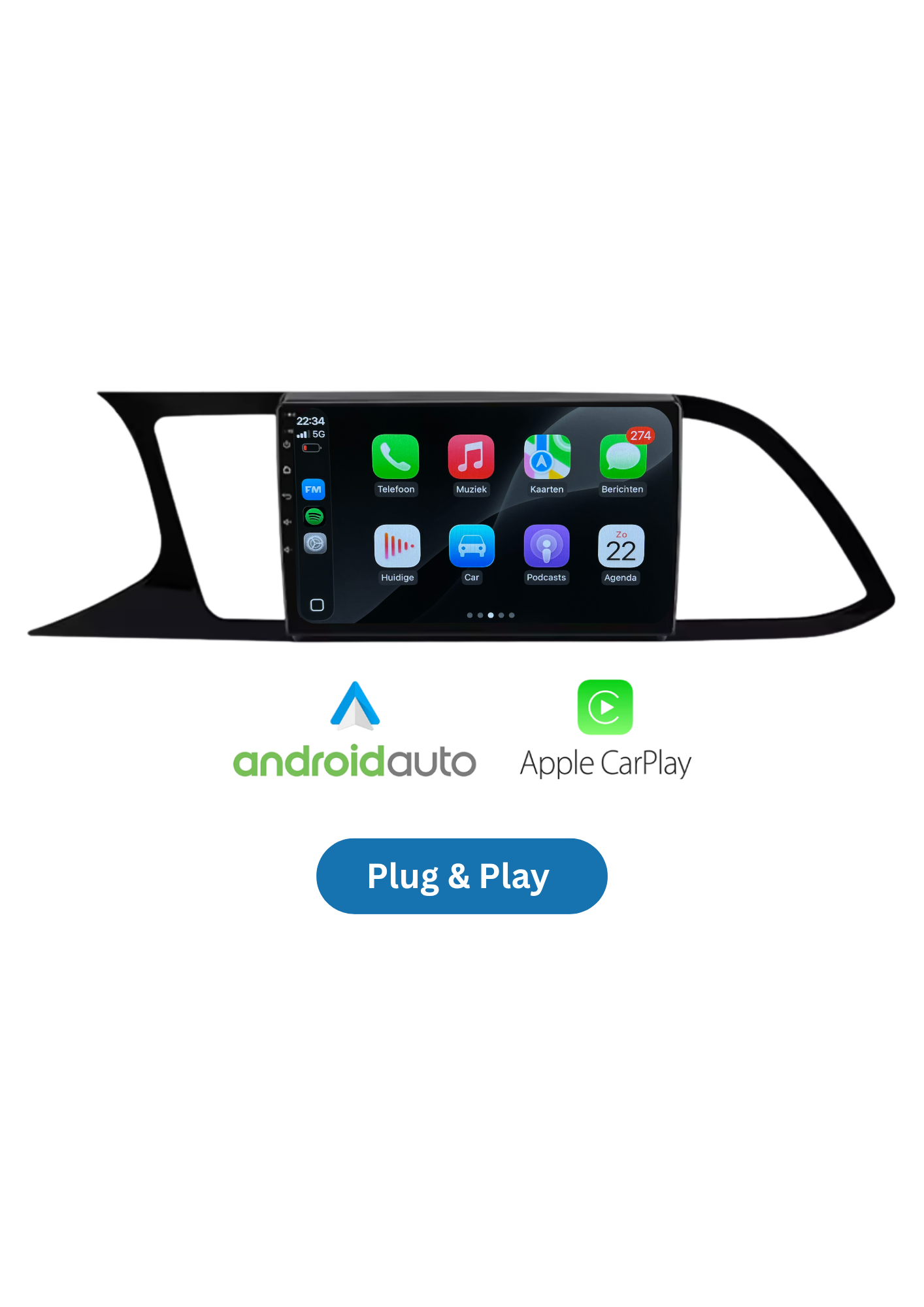 Volkswagen Bildschirm | Carplay und Android Auto kabellos | 2G-64 GB