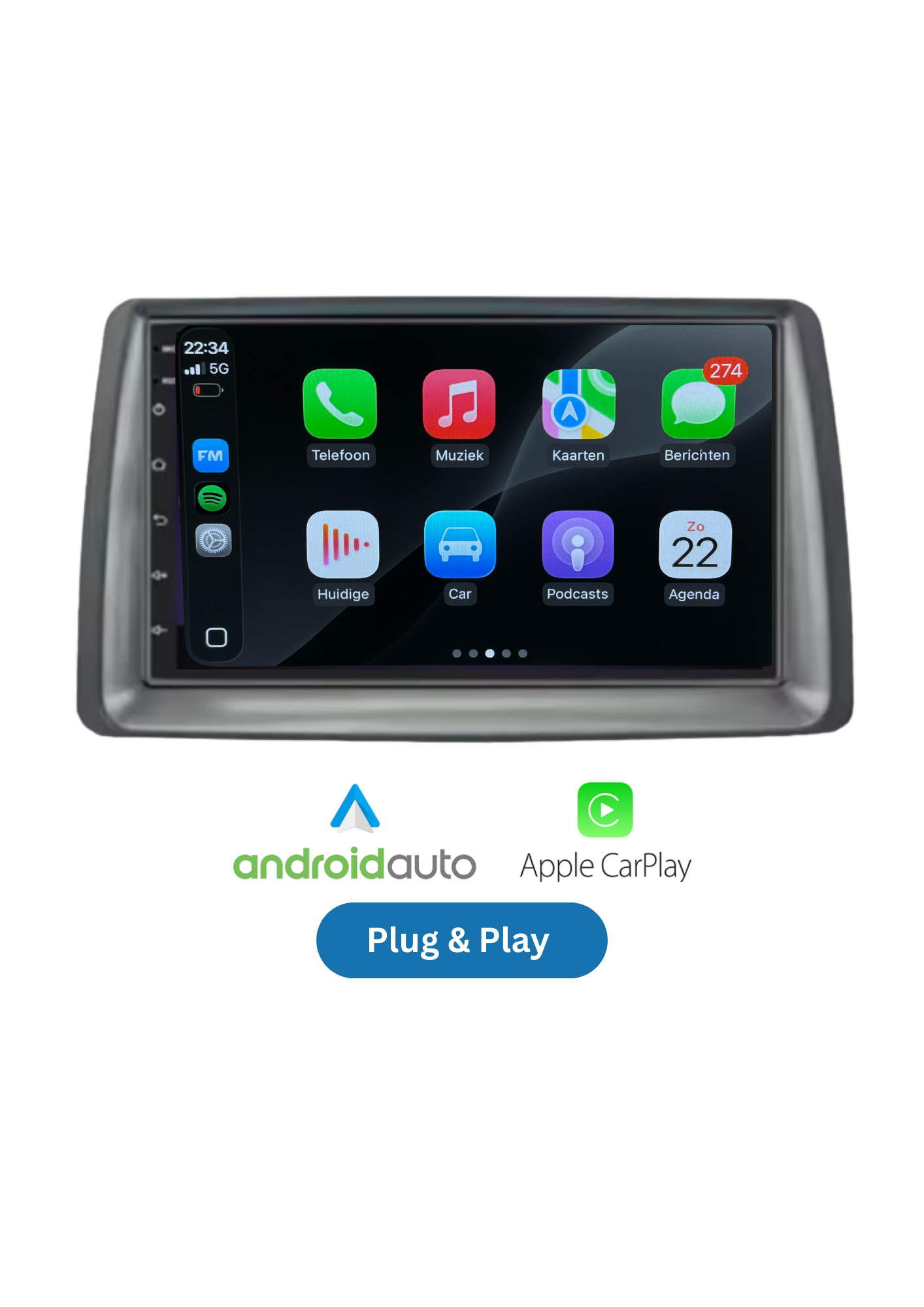 Fiat 500 screen 9 INCH | Wireless Carplay &amp; Android auto | 2G-64GB