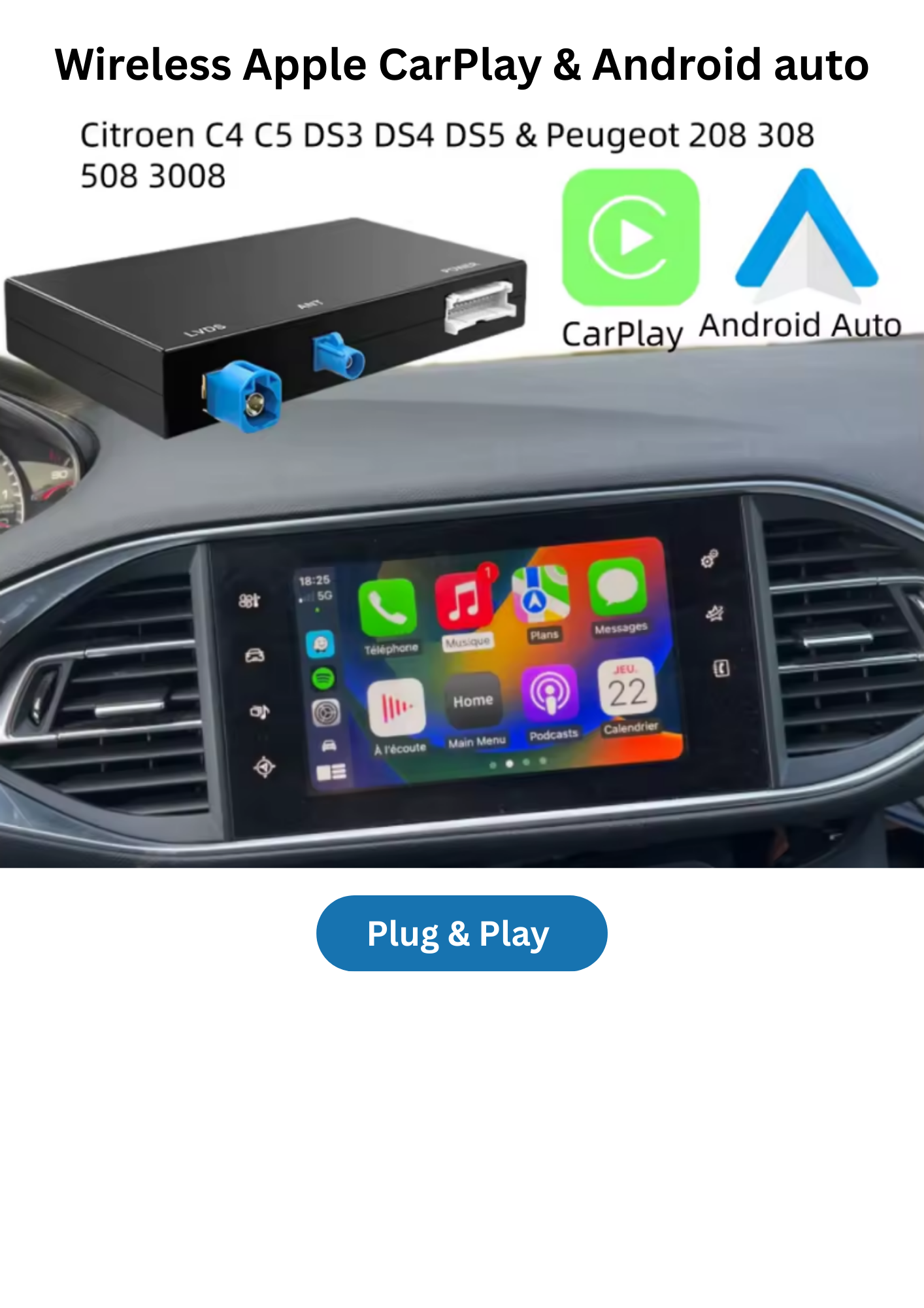 Peugeot 208 &amp; 2008 | CarPlay &amp; Android Auto | 2012–2018 | 64 GB