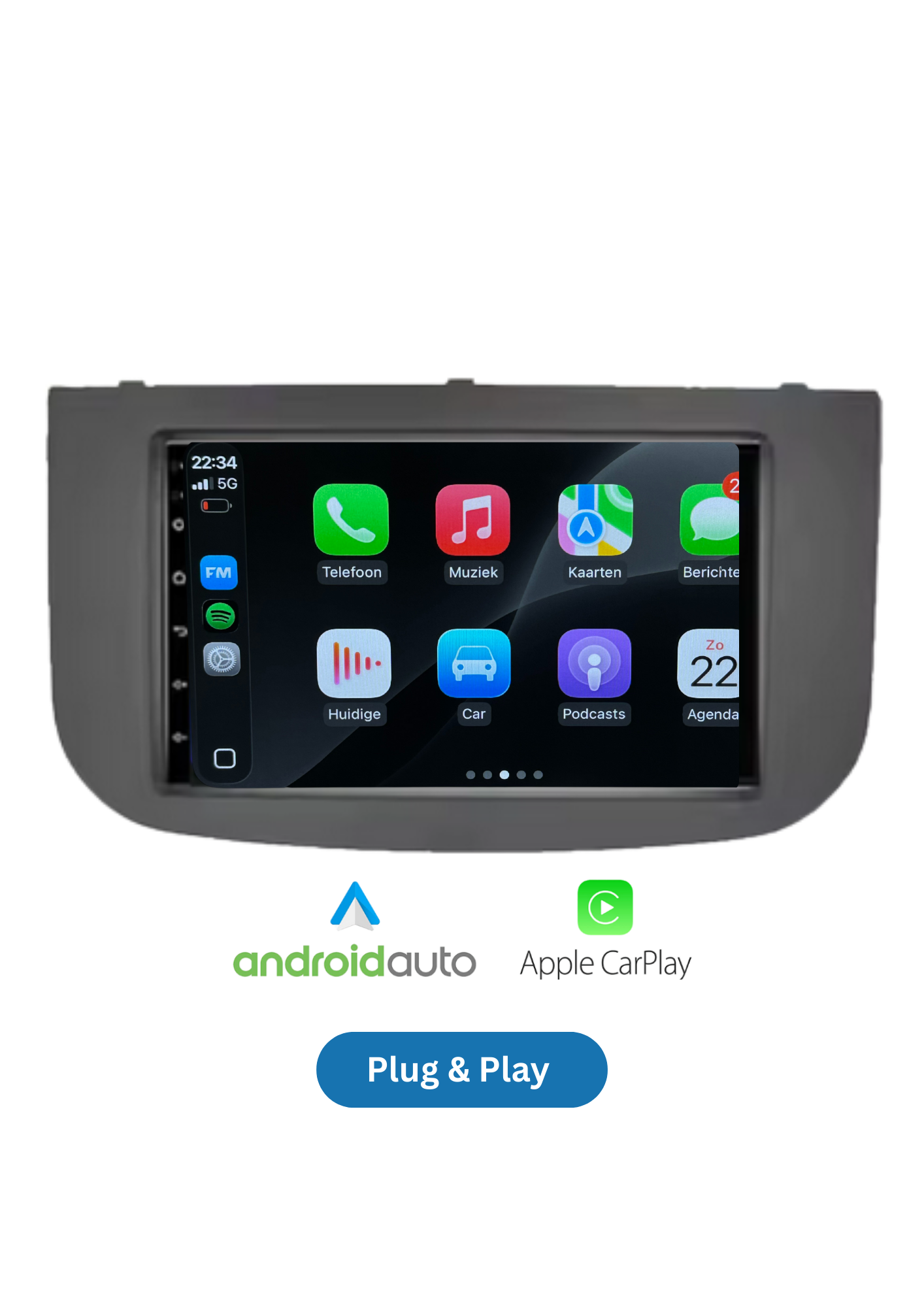 Fiat 500 Bildschirm 9 ZOLL | Kabelloses Carplay und Android Auto | 2G-64GB
