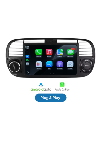 Fiat 500 scherm 7 INCH | Draadloos Carplay & Android auto | 64GB
