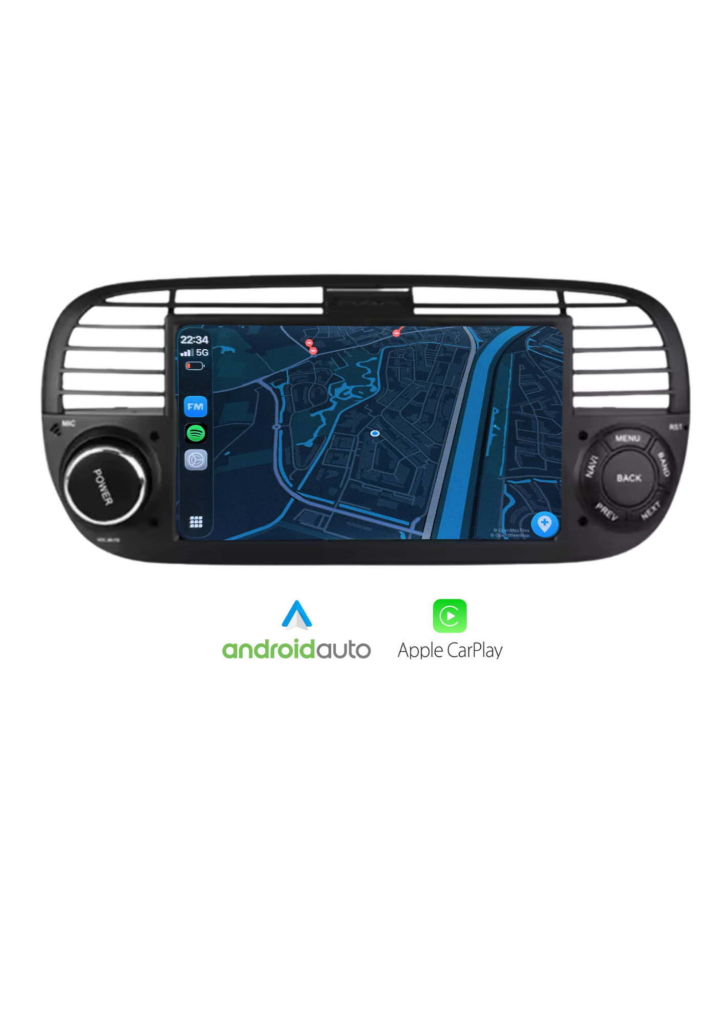 Fiat 500 scherm 7 INCH | Draadloos Carplay & Android auto | 64GB
