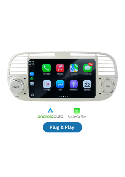 Fiat 500 scherm 7 INCH | Draadloos Carplay & Android auto | 64GB