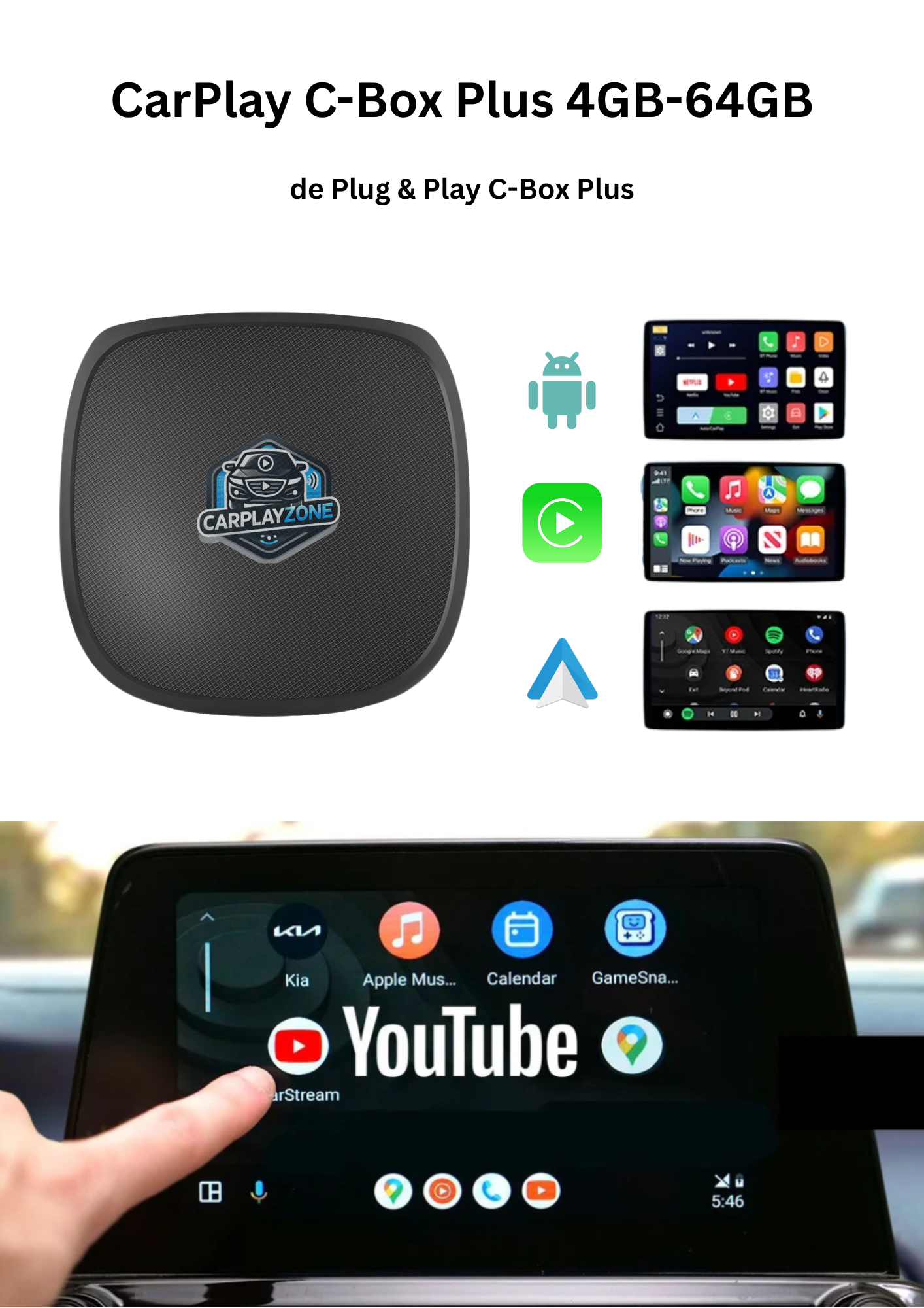 CarPlayZone® C-Box Plus Ai Box (4 GB – 64 GB)