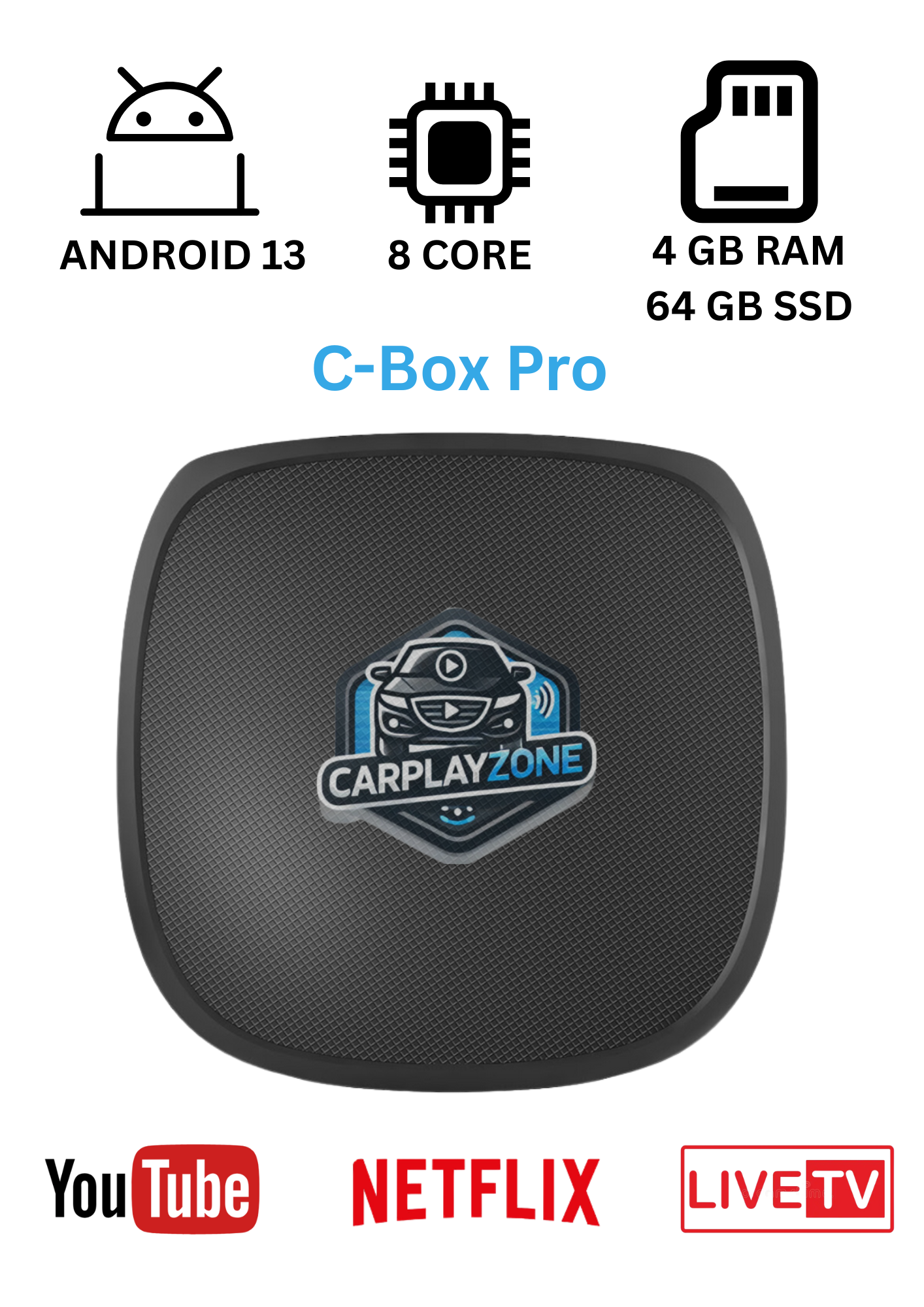 CarPlayZone® C-Box Plus Ai Box (4 GB – 64 GB)
